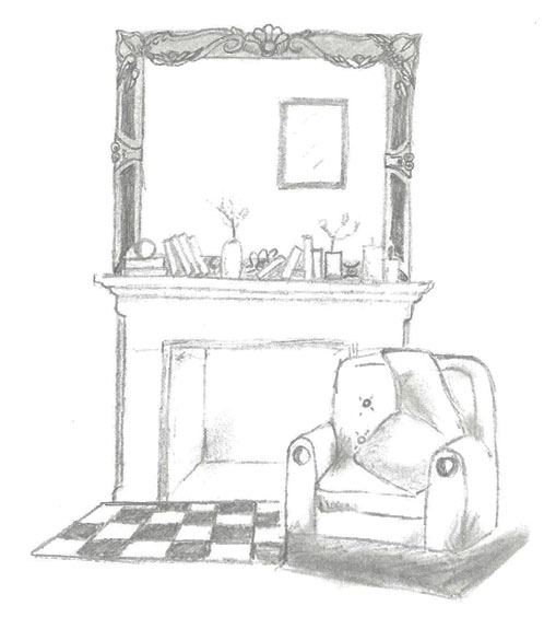 Stone Fireplace Sketch